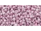 TOHO Glass Seed Bead, Size 11, 2.1mm, Marbled Opaque White/Pink (Tube)