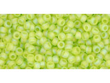 TOHO Glass Seed Bead, Size 11, 2.1mm, Transparent-Rainbow Frosted Lime Green (Tube)
