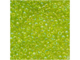 TOHO Glass Seed Bead, Size 11, 2.1mm, Transparent-Rainbow Lime Green (Tube)