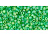 TOHO Glass Seed Bead, Size 11, 2.1mm, Transparent-Rainbow Frosted Peridot (Tube)