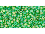 TOHO Glass Seed Bead, Size 11, 2.1mm, Transparent-Rainbow Frosted Peridot (Tube)