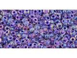 TOHO Glass Seed Bead, Size 11, 2.1mm, Inside-Color Rainbow Crystal/Tanzanite-Lined (Tube)