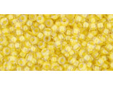 TOHO Glass Seed Bead, Size 11, 2.1mm, Inside-Color Crystal/Yellow-Lined (Tube)