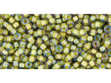 TOHO Glass Seed Bead, Size 11, 2.1mm, Inside-Color Luster Black Diamond/Opaque Yellow-Lined (Tube)