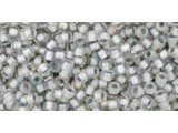 TOHO Glass Seed Bead, Size 11, 2.1mm, Inside-Color Rainbow Crystal/Gray-Lined (Tube)