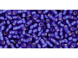 TOHO Glass Seed Bead, Size 11, 2.1mm, Silver-Lined Frosted Dk Sapphire (Tube)