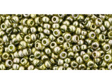 TOHO Glass Seed Bead, Size 11, 2.1mm, Gold-Lustered Green Tea (Tube)