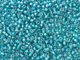 TOHO Glass Seed Bead, Size 11, 2.1mm, Inside-Color Lt Sapphire/Metallic Teal-Lined (Tube)