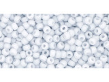 TOHO Glass Seed Bead, Size 11, 2.1mm, Opaque-Pastel-Frosted Lt Gray (Tube)