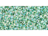 TOHO Glass Seed Bead, Size 11, 2.1mm, Inside-Color Rainbow Crystal/Shamrock-Lined (Tube)