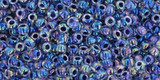 TOHO Glass Seed Bead, Size 11, 2.1mm, Inside-Color Rainbow Crystal/Grape-Lined (tube)