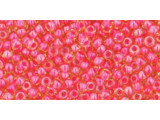 TOHO Glass Seed Bead, Size 11, 2.1mm, Luminous Lt Topaz/Neon Pink-Lined (Tube)