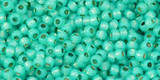 TOHO Glass Seed Bead, Size 11, 2.1mm, PermaFinish - Silver-Lined Milky Teal (tube)