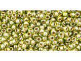 TOHO Glass Seed Bead, Size 11, 2.1mm, Gold-Lined Peridot (Tube)