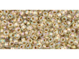 TOHO Glass Seed Bead, Size 11, 2.1mm, Gold-Lined Rainbow Crystal (Tube)
