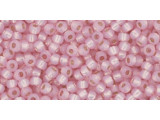 TOHO Glass Seed Bead, Size 11, 2.1mm, PermaFinish - Silver-Lined Milky Soft Pink (Tube)