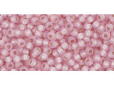 TOHO Glass Seed Bead, Size 11, 2.1mm, PermaFinish - Silver-Lined Milky Soft Pink (Tube)