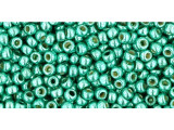 TOHO Glass Seed Bead, Size 11, 2.1mm, PermaFinish - Galvanized Green Teal (Tube)
