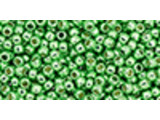 TOHO Glass Seed Bead, Size 11, 2.1mm, Permafinish - Galvanized Green Apple (Tube)