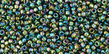TOHO Glass Seed Bead, Size 15, 1.5mm, Transparent-Rainbow Olivine (tube)