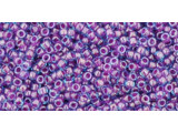 TOHO Glass Seed Bead, Size 15, 1.5mm, Inside-Color Aqua/Purple-Lined (Tube)
