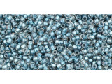 TOHO Glass Seed Bead, Size 15, 1.5mm, Inside-Color Crystal/Metallic Blue-Lined (Tube)