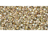 TOHO Glass Seed Bead, Size 15, 1.5mm, Inside-Color Crystal/Gold-Lined (Tube)