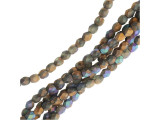 4mm Round Fire-Polish Czech Glass Bead - Glittery Matte Bronze (strand)