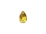 Warm golden color fills this PRESTIGE Crystal Components sew-on stone. This stone features a classic teardrop shape. It is flat on the back and features two open holes on either end, making it easy to attach to projects. Use this stone to embellish sewing projects, like clothing and accessories. You can even use it as a link in jewelry projects.Sold in increments of 6