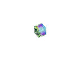 Bring geometric flair to your projects with this PRESTIGE Crystal Components cube bead. This modern bead features a cube shape with precision-cut facets for sparkle from every angle. This bead is perfect for creating a playful feel in your designs. Try it in necklaces, bracelets and even earrings. It's sure to add excitement to your style. This small bead can be used as a spacer in necklaces and bracelets or as an accent in earring designs. The shimmer effect is a special coating specifically designed to capture movement. This effect adds brilliance, color vibrancy, and unique light refraction. This bead features a soft green color with the shimmer effect adding iridescent blue and gold gleam.The Shimmer B coating is only applied to three sides of the cube bead.Sold in increments of 6