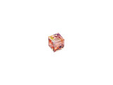 Bring geometric flair to your projects with this PRESTIGE Crystal Components cube bead. This modern bead features a cube shape with precision-cut facets for sparkle from every angle. This bead is perfect for creating a playful feel in your designs. Try it in necklaces, bracelets and even earrings. It's sure to add excitement to your style. This small bead can be used as a spacer in necklaces and bracelets or as an accent in earring designs. The shimmer effect is a special coating specifically designed to capture movement. This effect adds brilliance, color vibrancy, and unique light refraction. This crystal features a peachy pink color with a wonderful iridescent gleam. The Shimmer B coating is only applied to three sides of the cube bead.Sold in increments of 6
