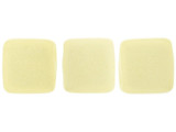 CzechMates Glass 6mm Sueded Gold Lamé Opaque White Two-Hole Tile Bead Strand