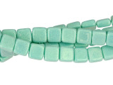 CzechMates Glass 6mm Aqua Glow Turquoise Two-Hole Tile Bead Strand