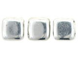 CzechMates Glass 2-Hole Square Tile Beads 6mm 'Silver'