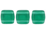 CzechMates Glass 6mm Emerald Two-Hole Tile Bead Strand