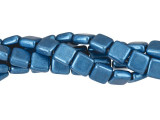 CzechMates Glass 6mm ColorTrends Saturated Metallic Little Boy Blue Two-Hole Tile Bead Strand