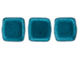 CzechMates Glass 6mm ColorTrends Saturated Metallic Shaded Spruce Two-Hole Tile Bead Strand