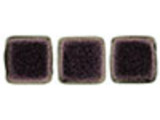 CzechMates Glass 6mm Polychrome Pink Olive Two-Hole Tile Bead Strand