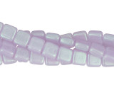 CzechMates Glass 6mm Aqua Glow Milky Alexandrite Two-Hole Tile Bead Strand