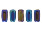 CzechMates Glass 2-Hole Rectangle Brick Beads 6x3mm - Blue Iris