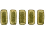 CzechMates Glass 3 x 6mm ColorTrends Saturated Metallic Golden Lime 2-Hole Brick Bead Strand