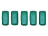 CzechMates Glass 3 x 6mm Pearl Coat Teal 2-Hole Brick Bead Strand
