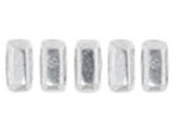 CzechMates Glass 2-Hole Rectangle Brick Beads 6x3mm - Silver