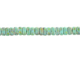 CzechMates Glass 3 x 6mm Turquoise Copper Picasso 2-Hole Brick Bead Strand
