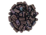 CzechMates Glass 3 x 6mm Luster Metallic Amethyst 2-Hole Brick Bead Strand