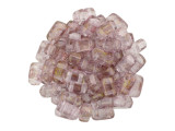 CzechMates Glass 3 x 6mm Luster Transparent Topaz/Pink 2-Hole Brick Bead Strand