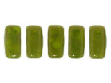 CzechMates Glass 3x6mm Opaque Olive Moon Dust 2-Hole Brick Bead (50pc Strand)