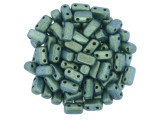 CzechMates Glass, 2-Hole Rectangle Brick Beads 6x3mm, Aqua Teal Polychrome