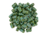 CzechMates Glass 2-Hole Rectangle Brick Beads 6x3mm - Persian Turquoise Picasso