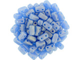 CzechMates Glass 3 x 6mm Sueded Gold Opaque Baby Blue 2-Hole Brick Bead Strand
